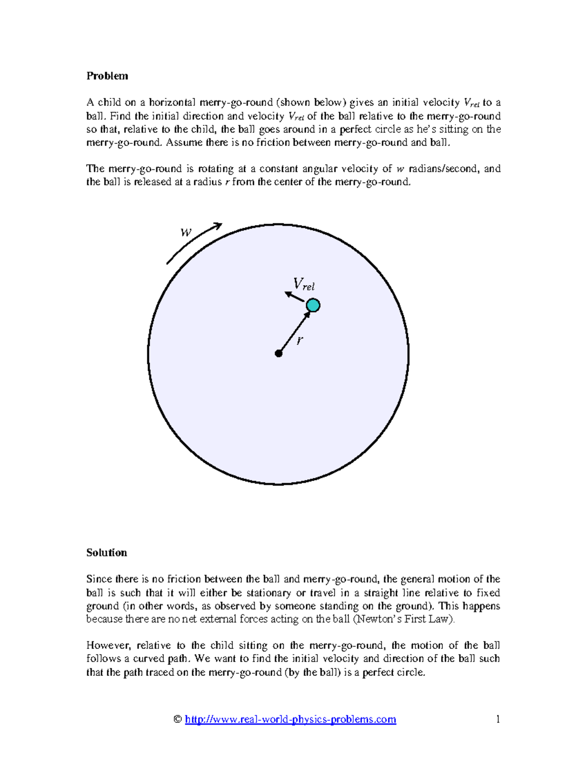 Velocity problem solution - © real-world-physics-problems 1 Problem A ...