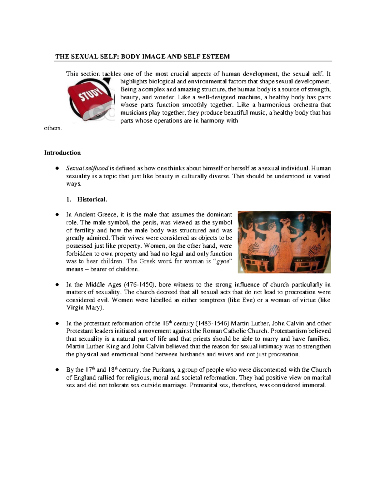A-Sexual-Self - notes - THE SEXUAL SELF: BODY IMAGE AND SELF ESTEEM ...