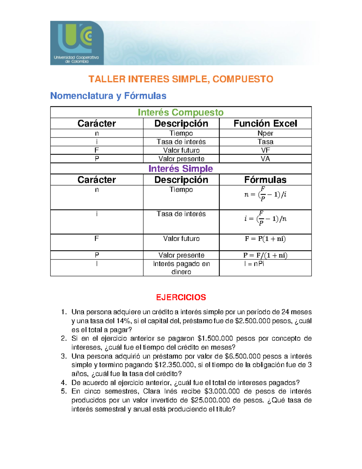 Taller Simple y Compuesto - Warning: TT: undefined function: 32 TALLER ...