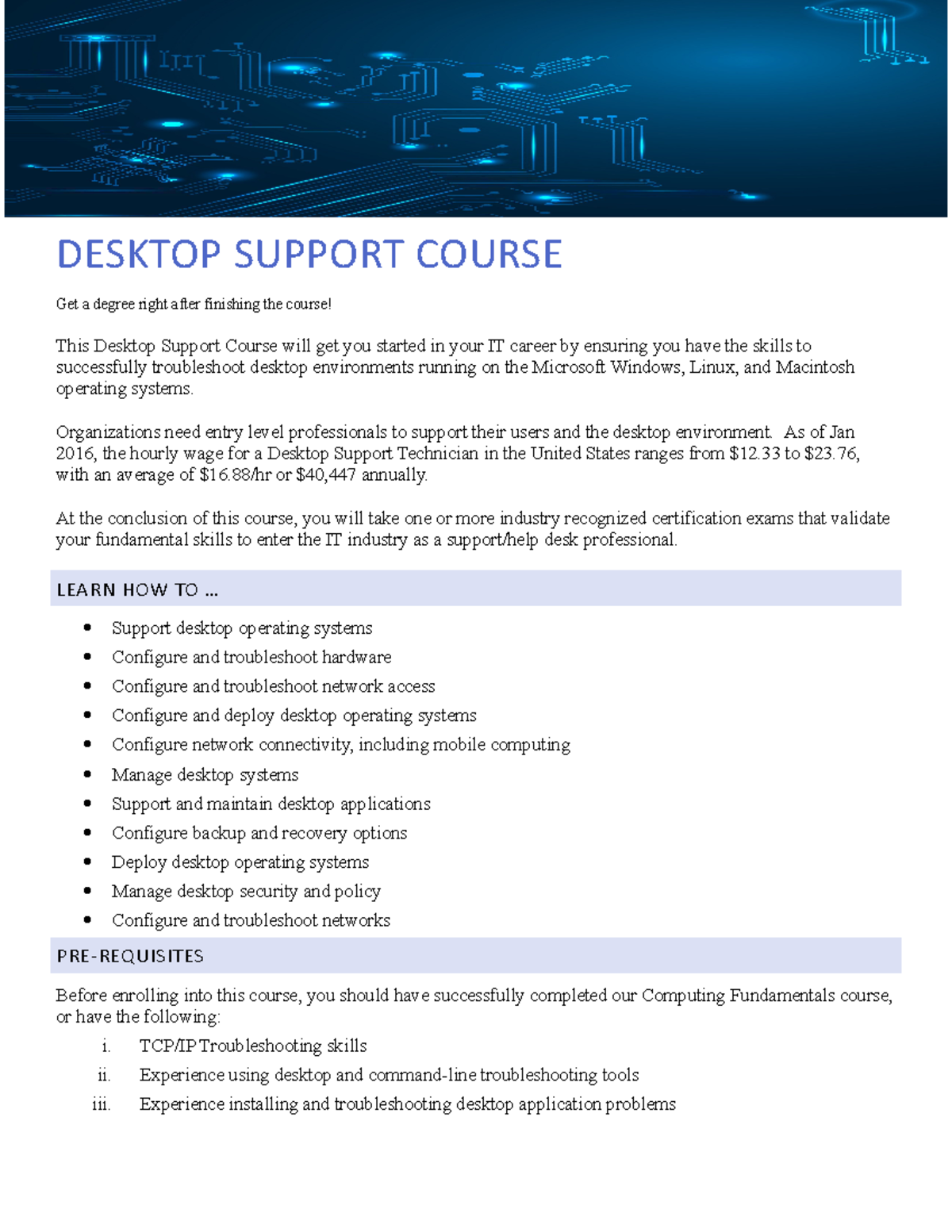 Project 5 - 111 - DESKTOP SUPPORT COURSE Get a degree right after ...