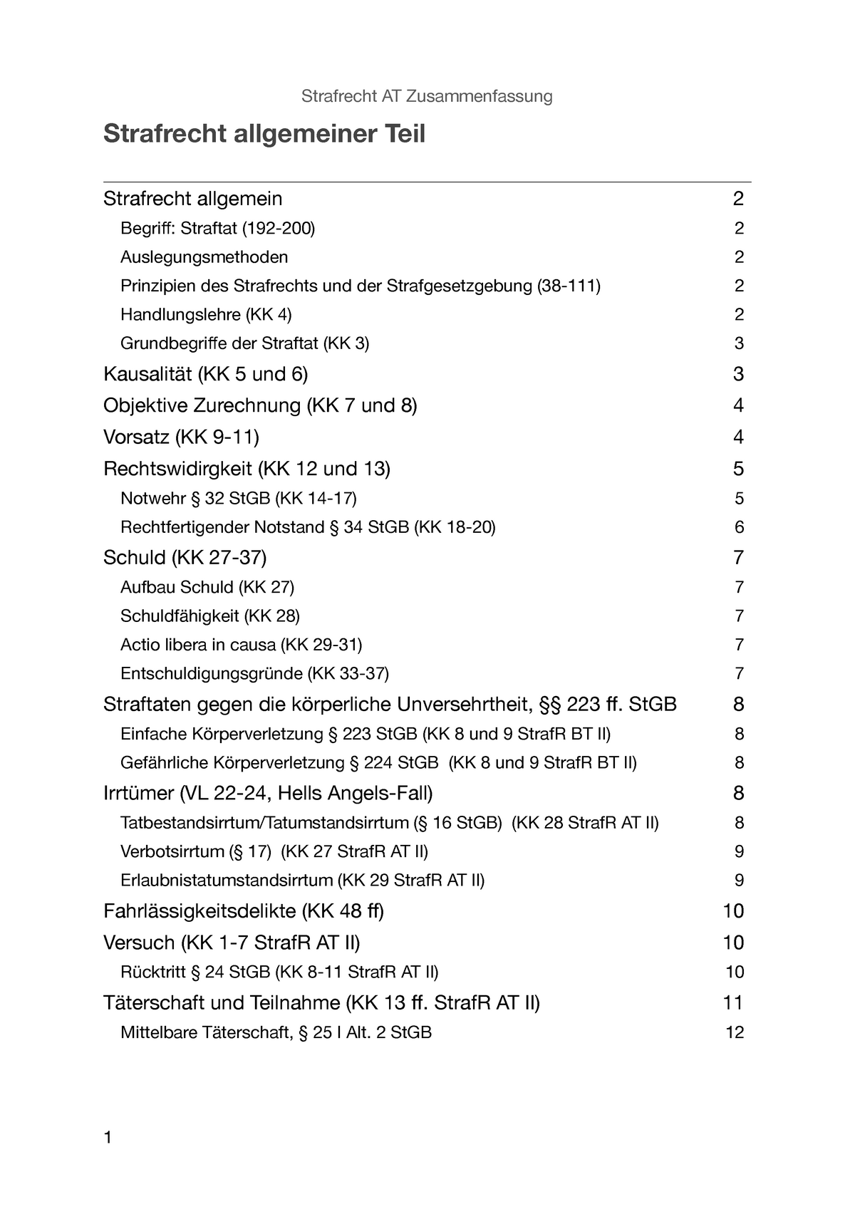 Strafrecht Zusammenfassung - Strafrecht AT Zusammenfassung Strafrecht ...