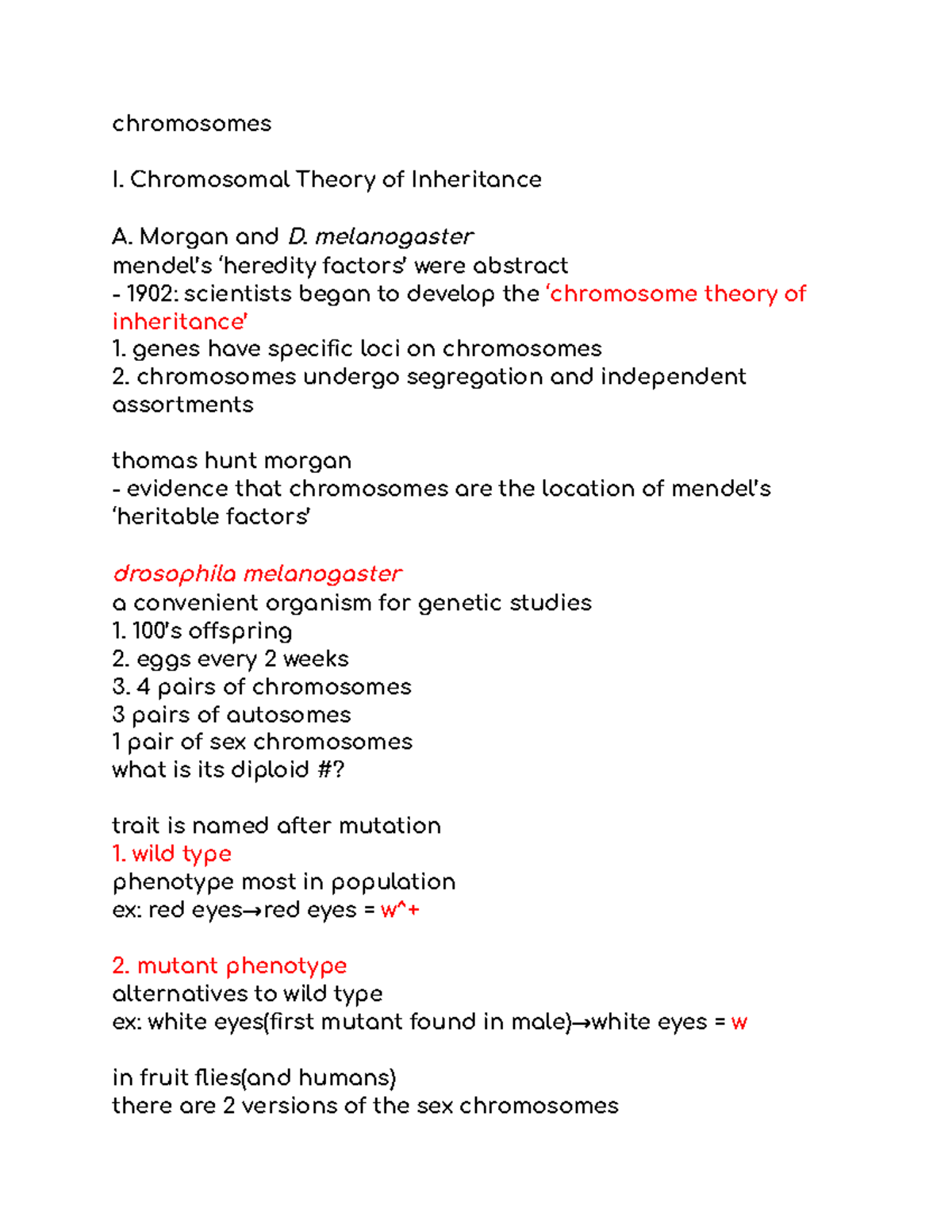 gen bio chapter 13 chromosomes - chromosomes I. Chromosomal Theory of ...