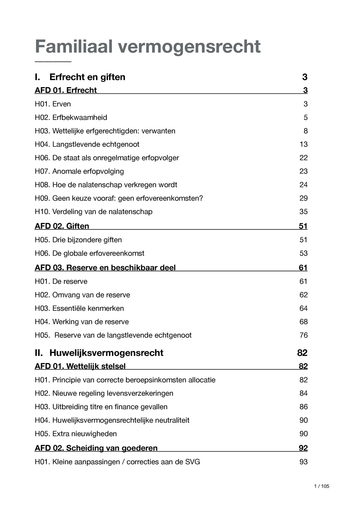 GBO - Samenvatting - Familiaal Vermogensrecht ____ I. Erfrecht En ...