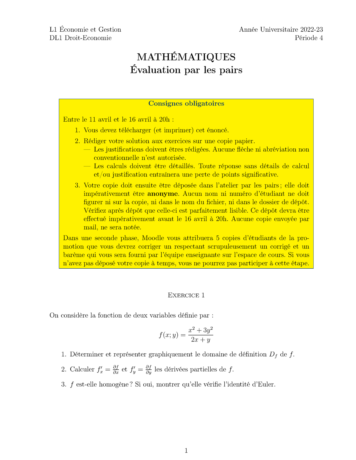 Cours Math Matiques L1 S2-3 - L1 Économie Et Gestion Année ...