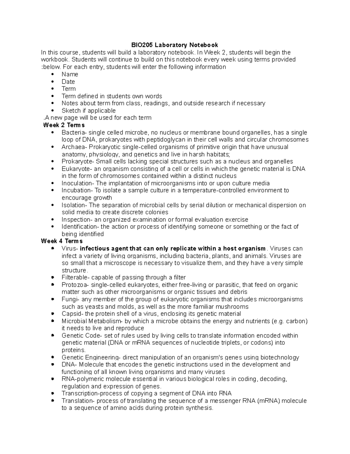 Microbiolab Notebook 2021 - BIO205 Laboratory Notebook In this course ...