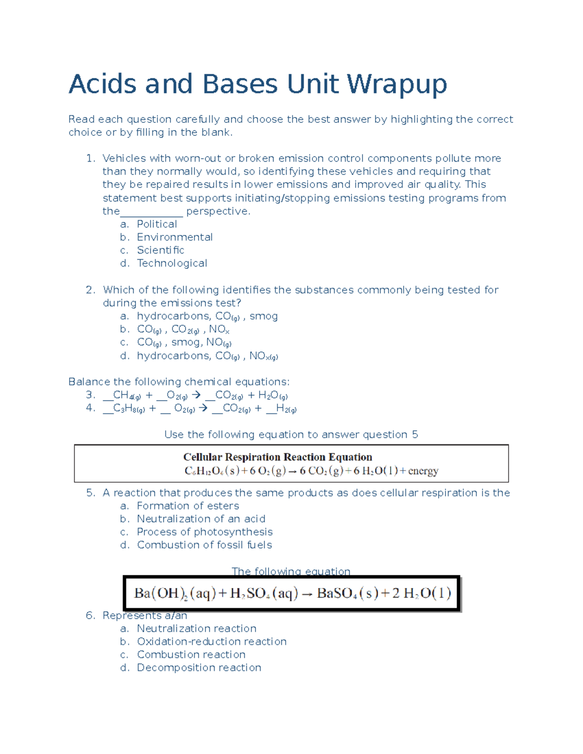 acid and bases assignment