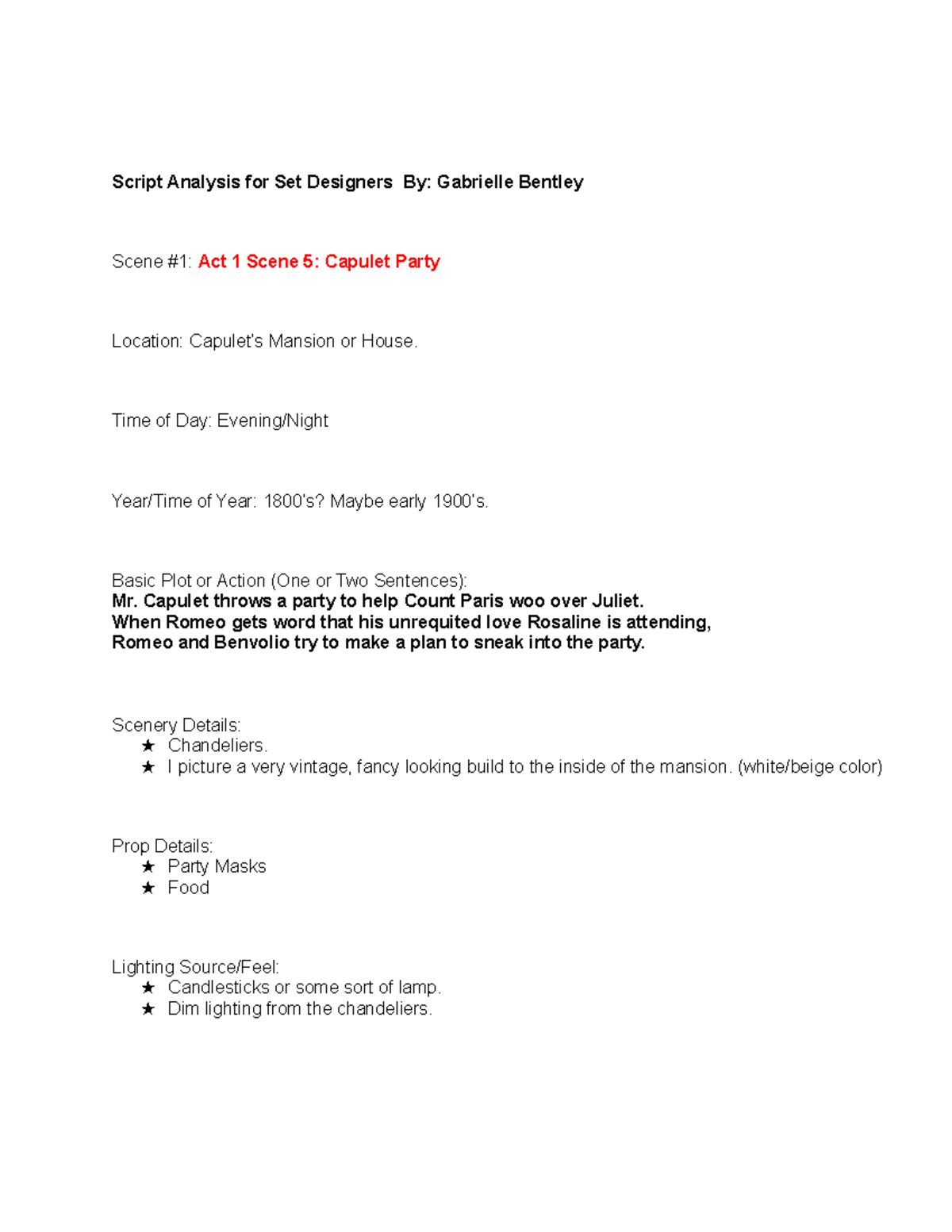 Script Analysis for Set Designers By Gabrielle Bentley - Time of Day ...