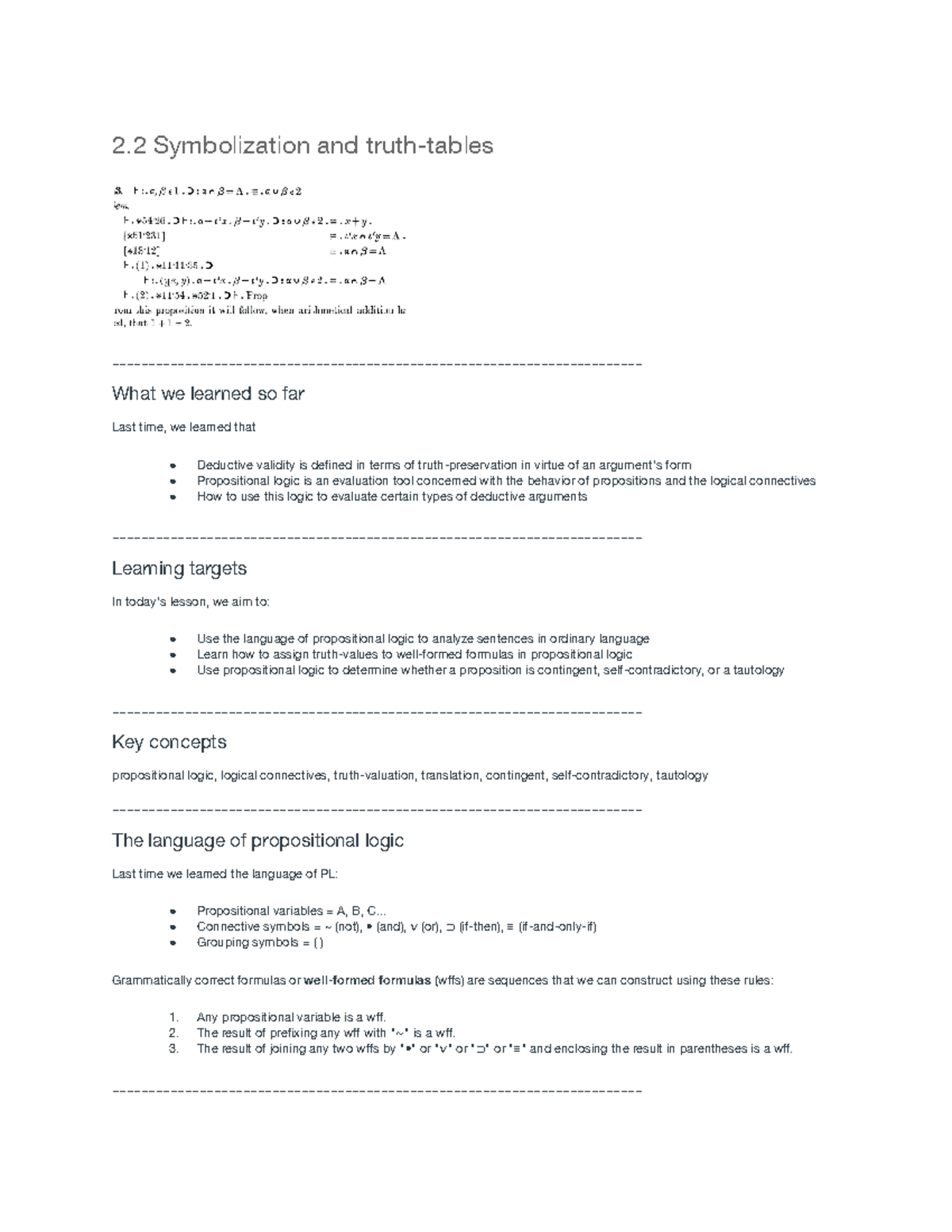 Thinkin Unit 2 (L2-5) - 2 Symbolization and truth-tables - What we ...