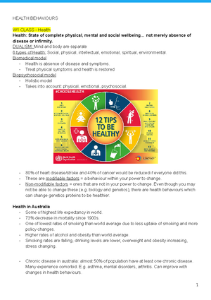 Health Behaviour HBS110 Chapter 2 - 30 P A R T A • W H AT I S H E A LT ...