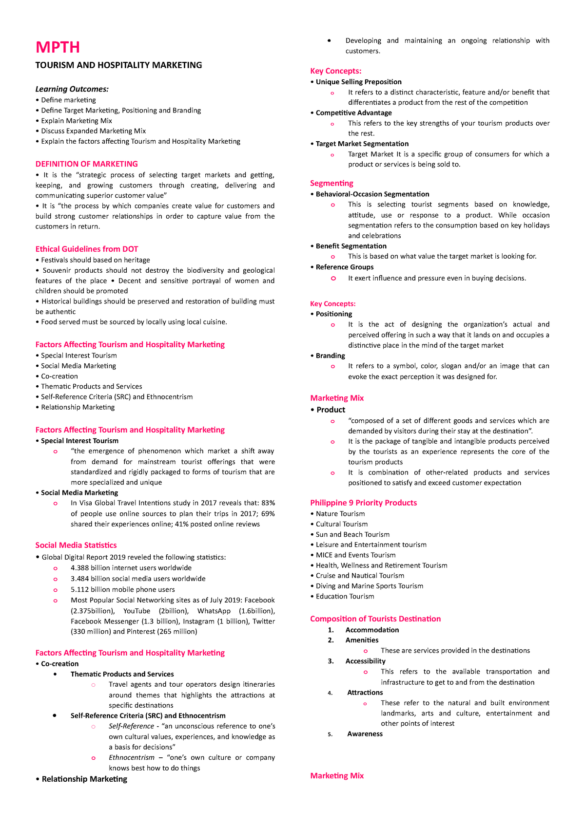 Julliahs-MPTH - Mpth - MPTH TOURISM AND HOSPITALITY MARKETING Learning ...