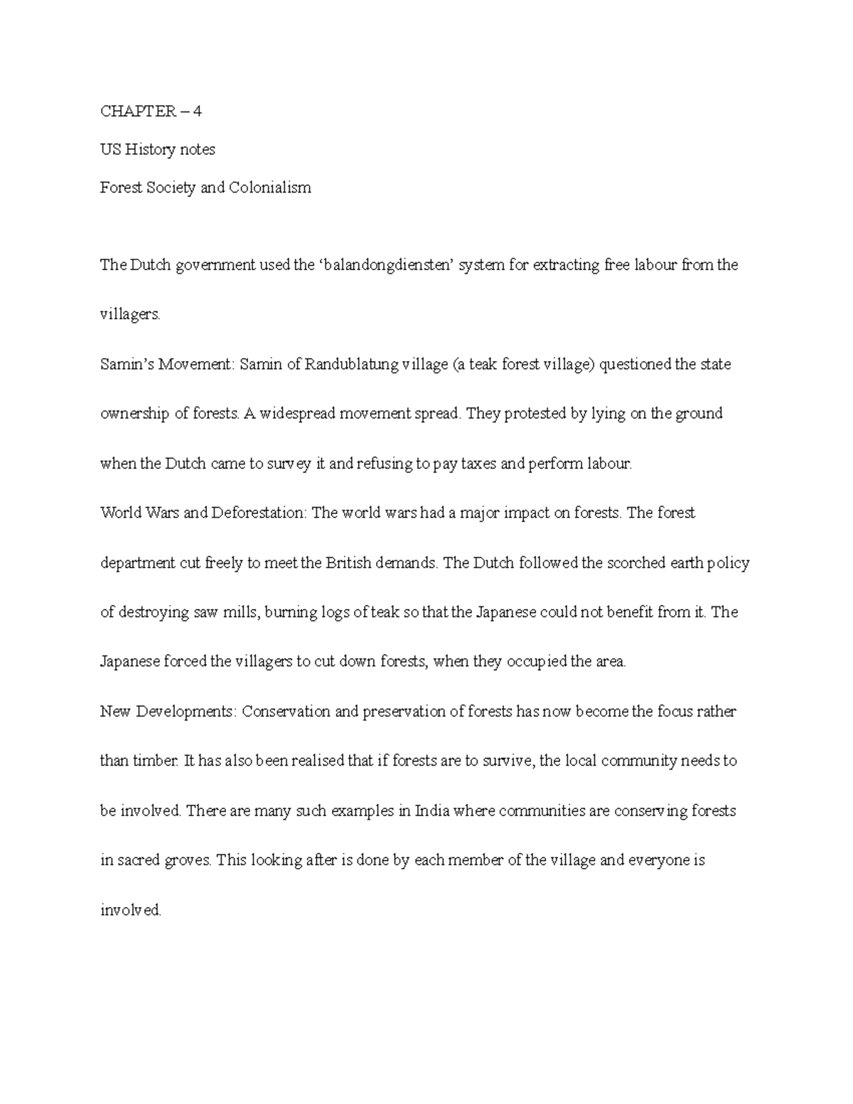Chapter – 4 US History 4 - Notes - CHAPTER – 4 US History notes Forest ...