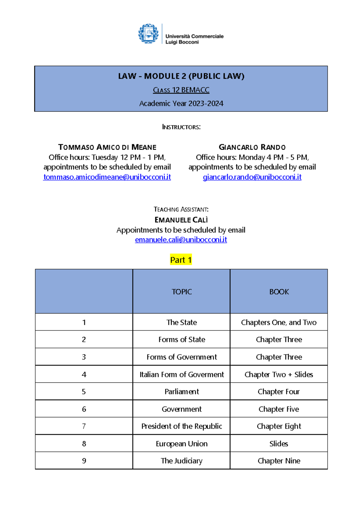 Course Syllabus 20232024 Law Module 2 Public Law C Lass 12