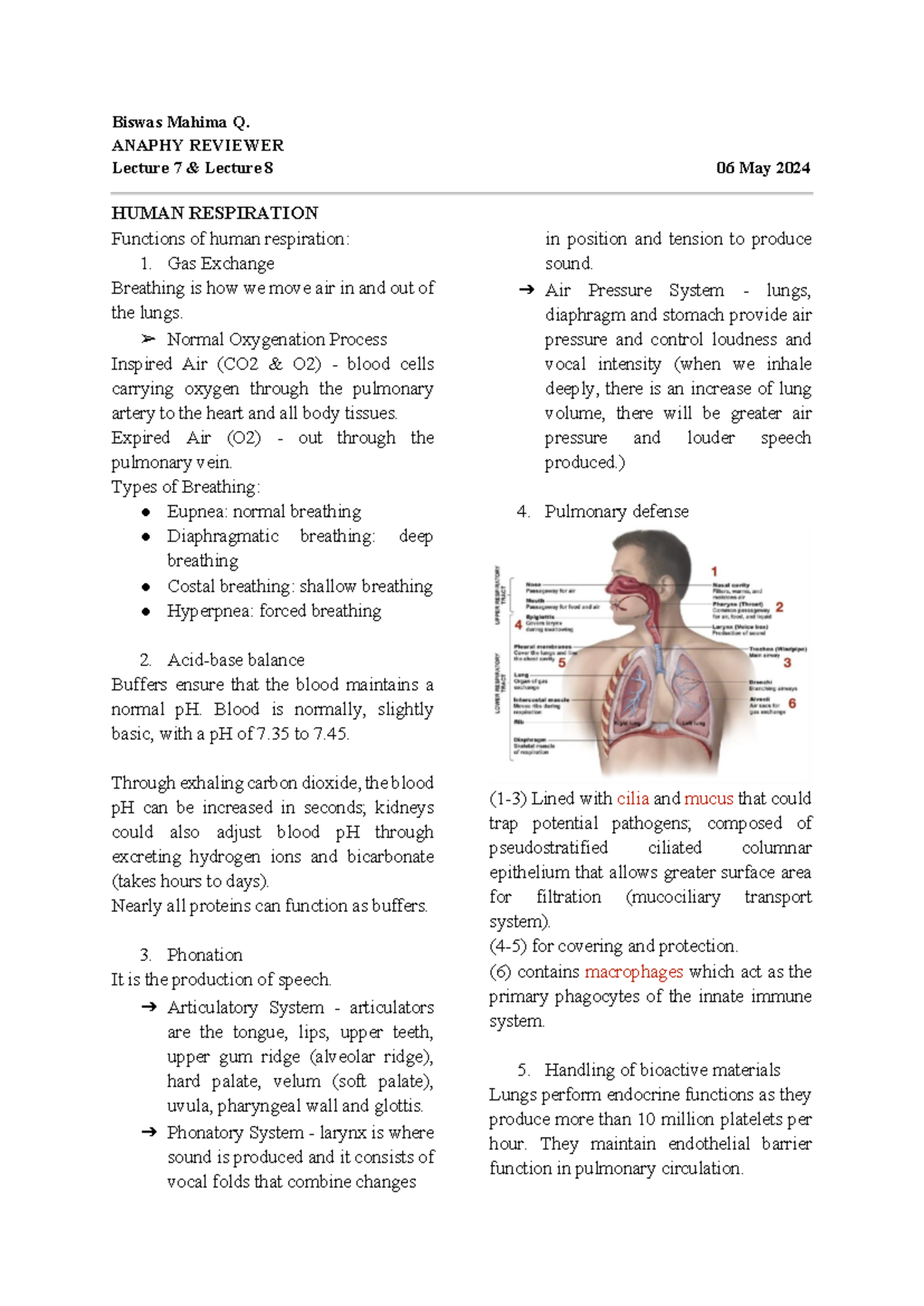 ANAPHY - Long Quiz Reviewer (lecture 7&8) - Biswas Mahima Q. ANAPHY ...