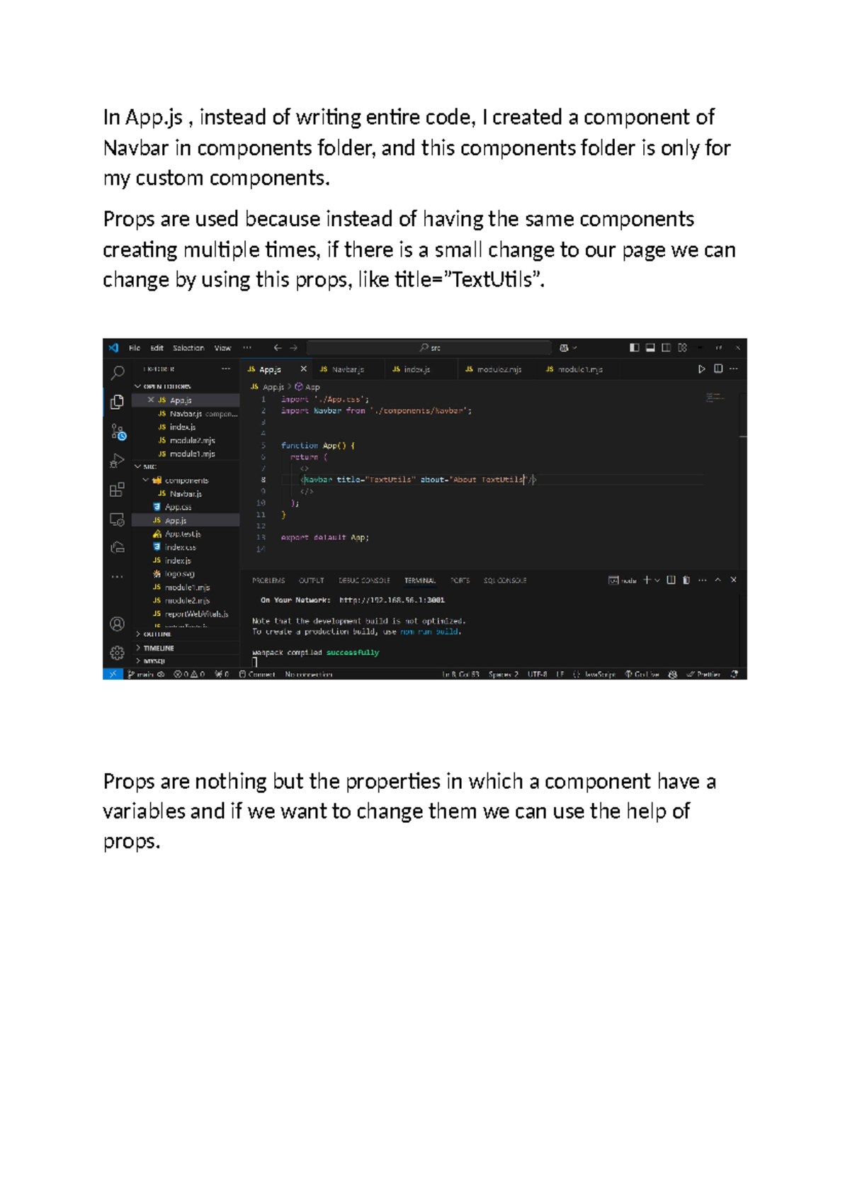 React Document - In App , instead of writing entire code, I created a ...