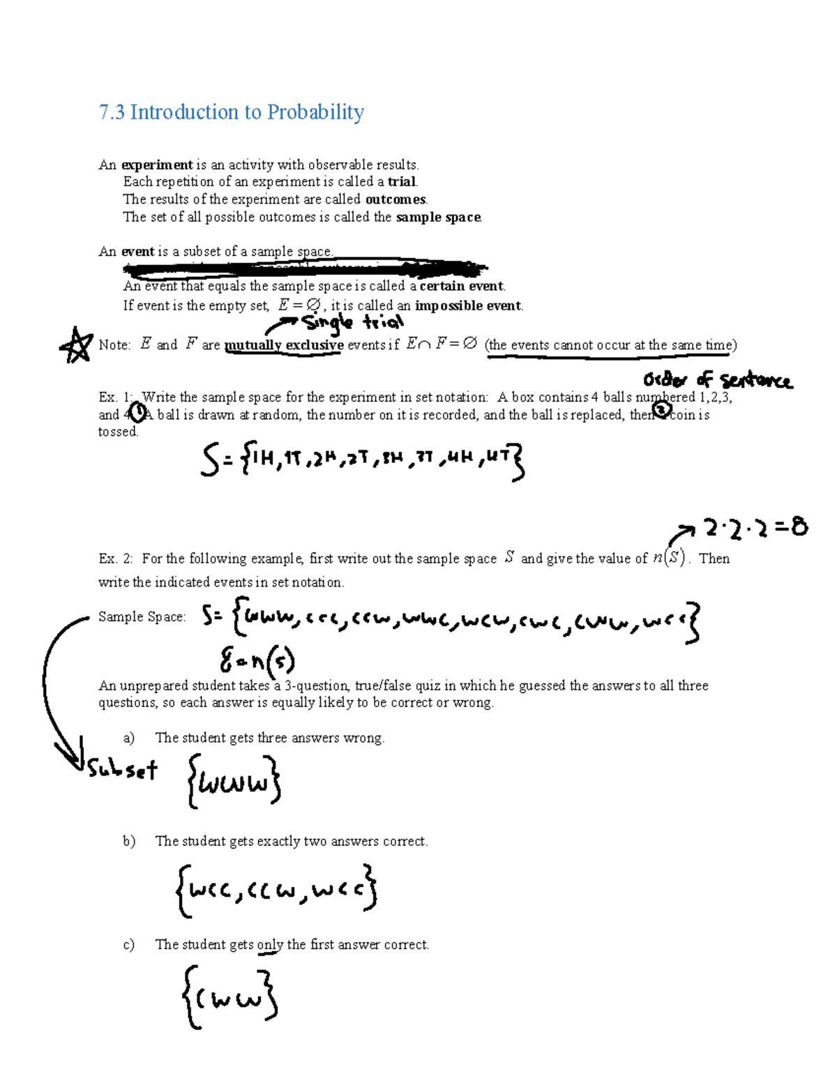 Sec. 7.3 - Introduction To Probability - Lecture Notes - 7 Introduction ...