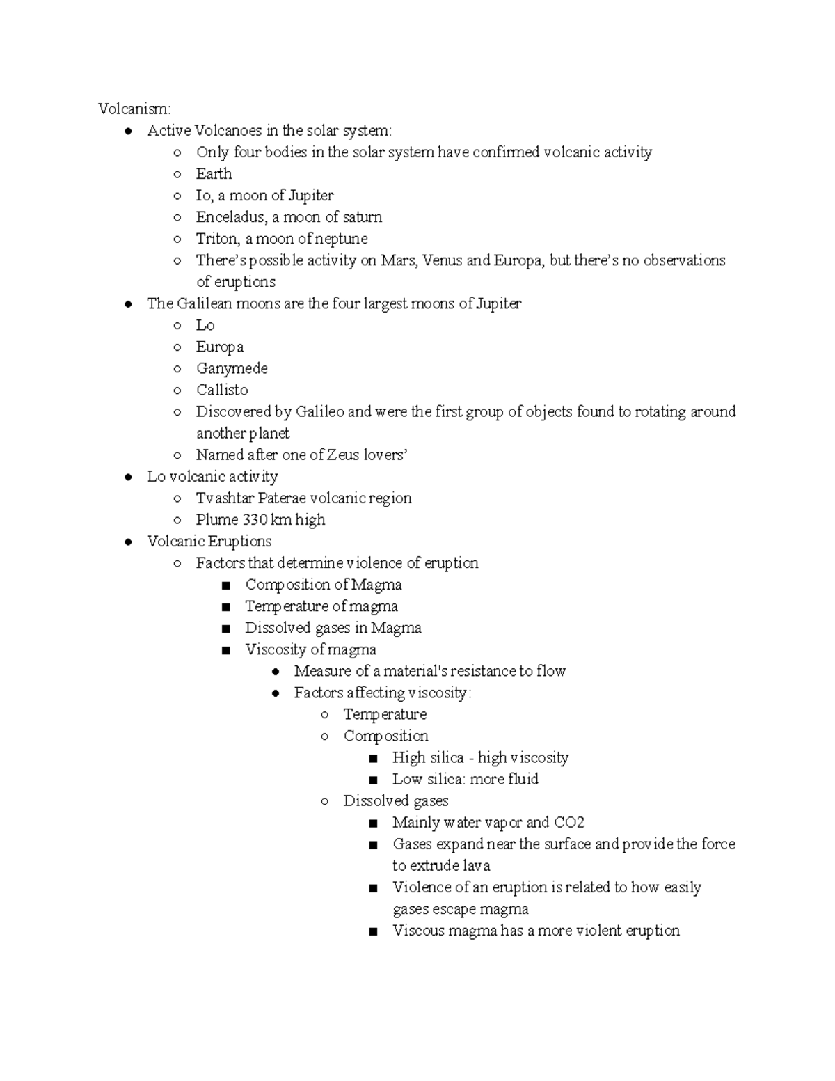 Volcanism - Lecture notes 22 - Volcanism: Active Volcanoes in the solar ...