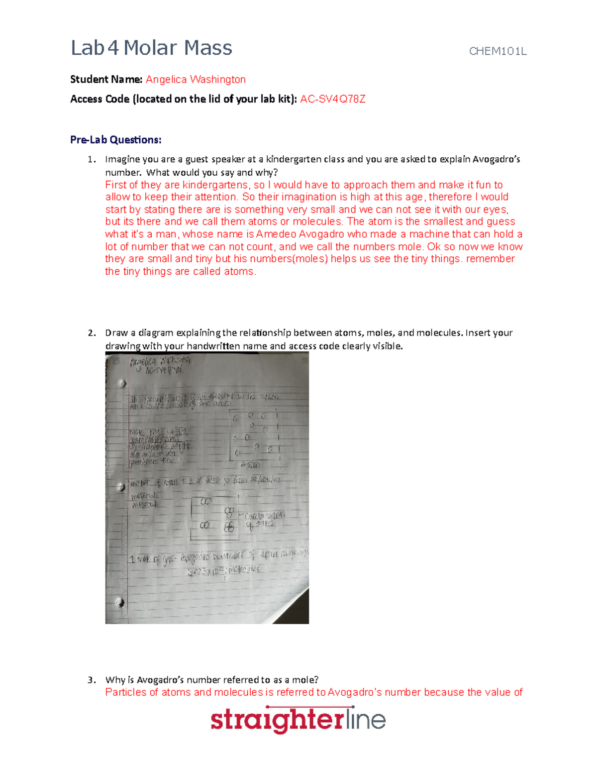 CHEM101L Lab 4 Turnin - Straighterline - Student Name: Angelica ...