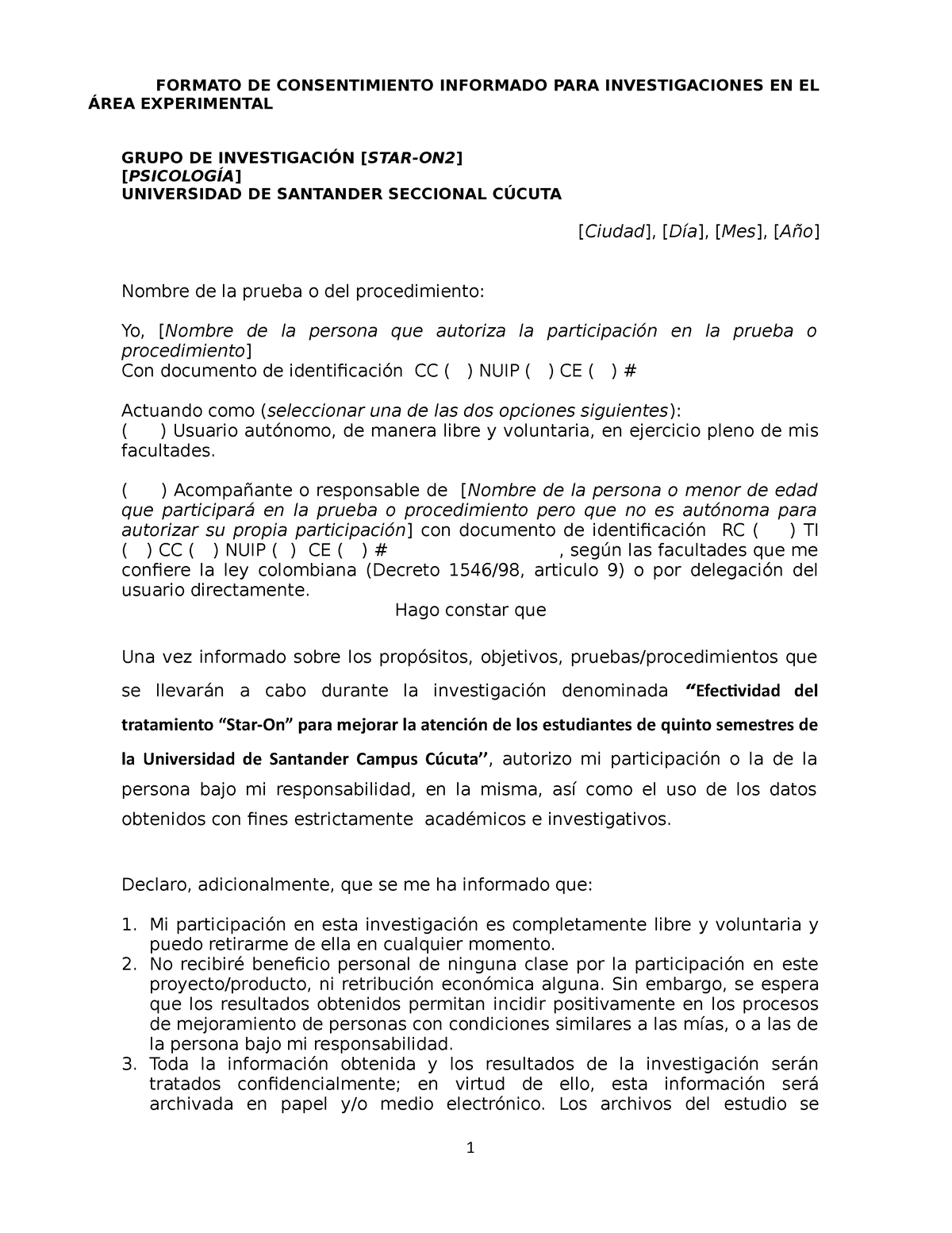 Formato Consentimiento Informado Para Investigaciones Area Salud Formato De Consentimiento 5719