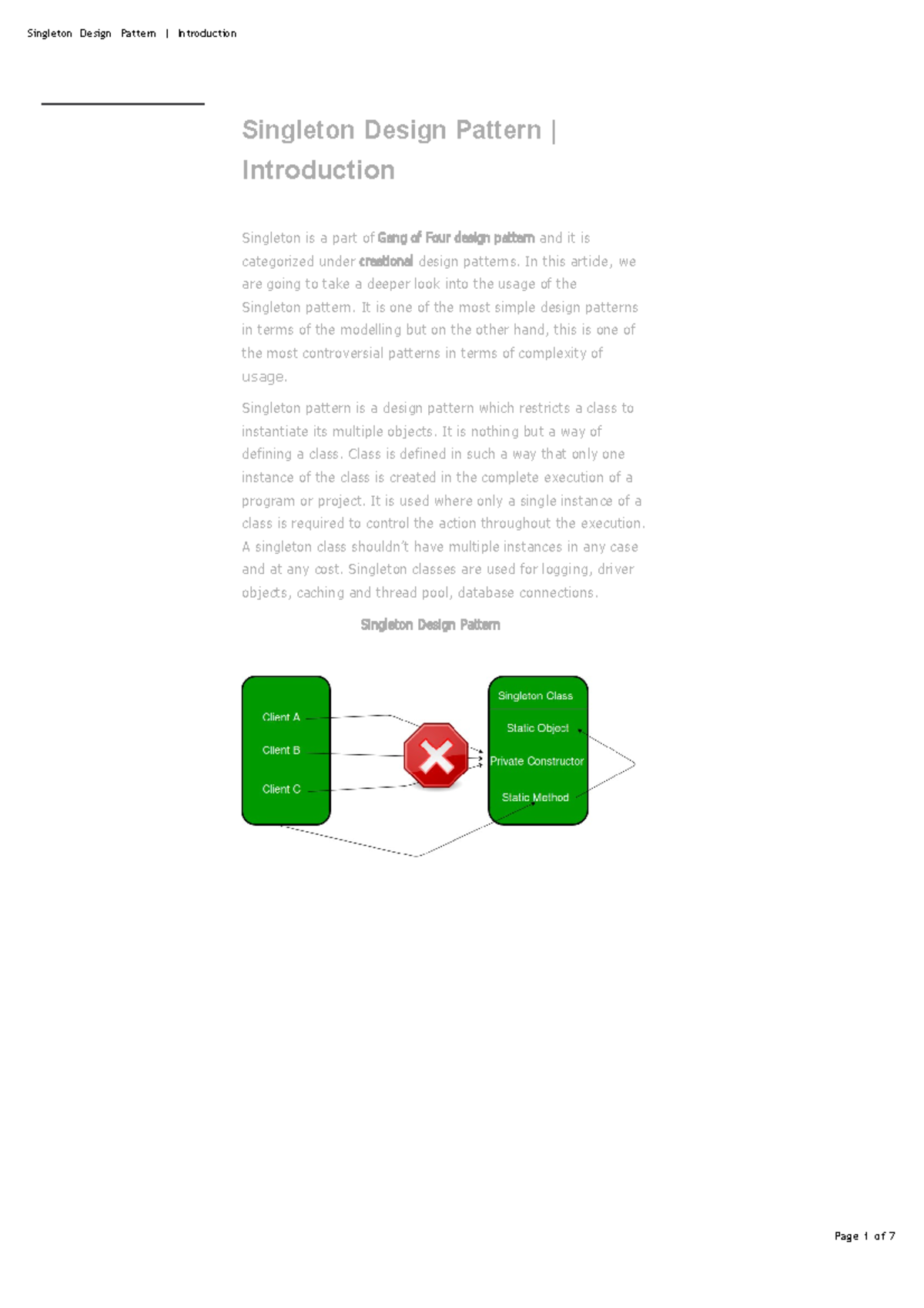 Singleton Design Pattern Introduction - Singleton Design Pattern ...