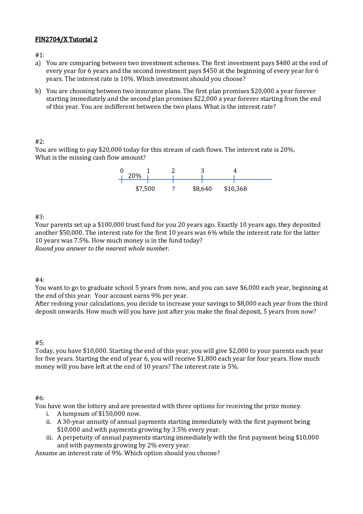 FIN2704 AY23-24 Sem1 Tutorial 2 Questions - FIN2 704 /X Tutorial 2 #1 ...