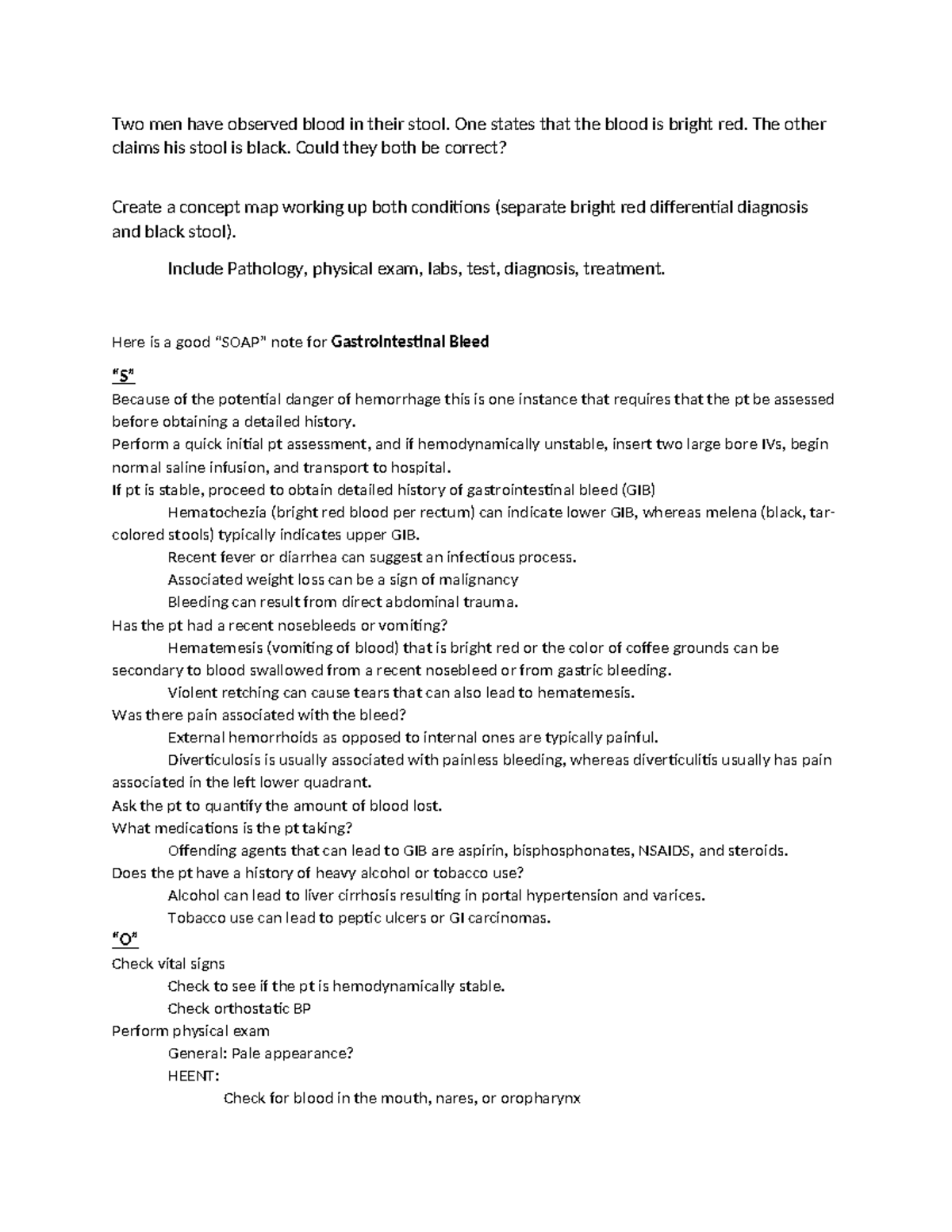 GI Bleed Mini Activity - Two men have observed blood in their stool ...
