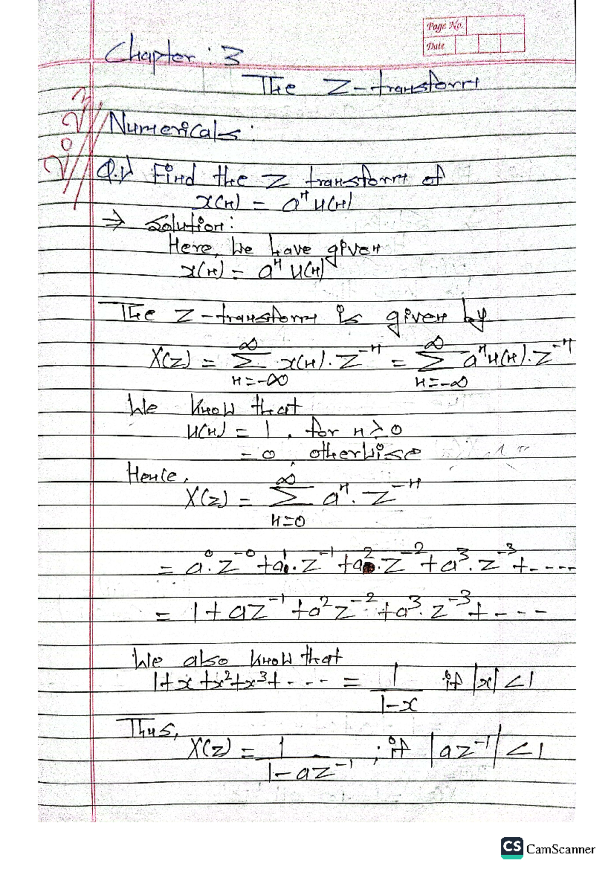 DSAP Chapter 3 - Z transform numerical concept - Page No. Chapter 3 ...