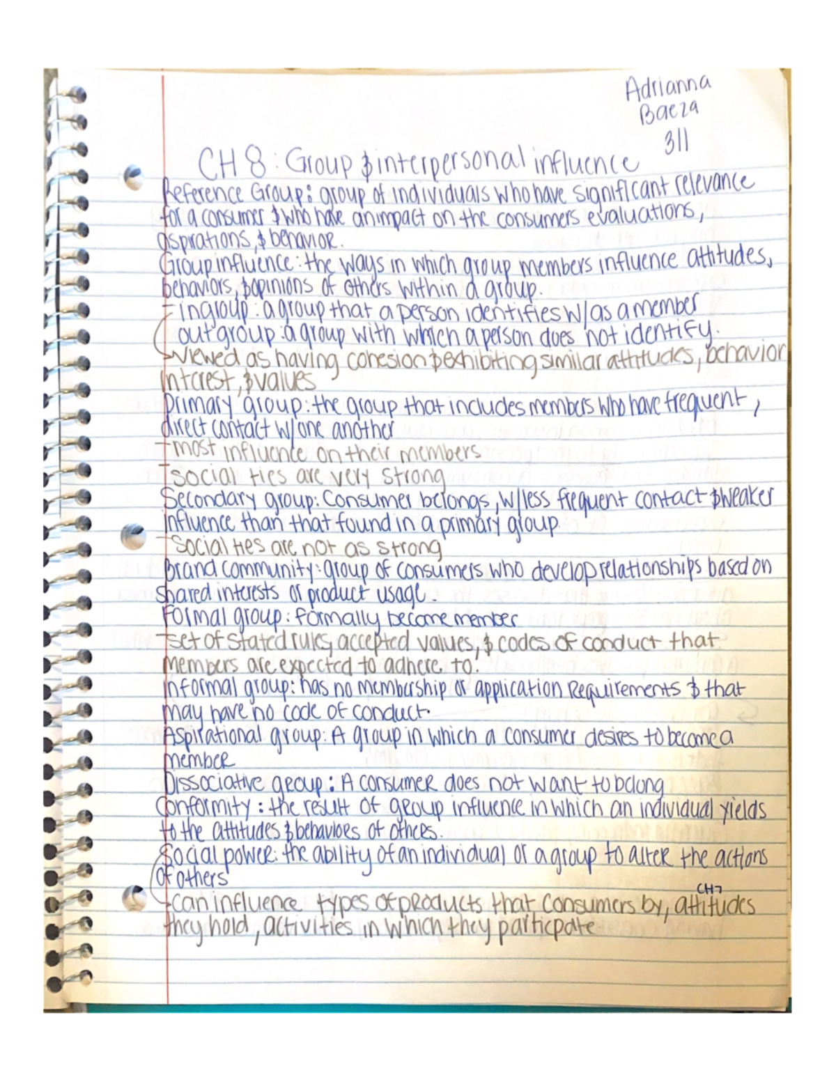 CH8 notes 311 - Group and interpersonal influence - MKTG 311 - Studocu