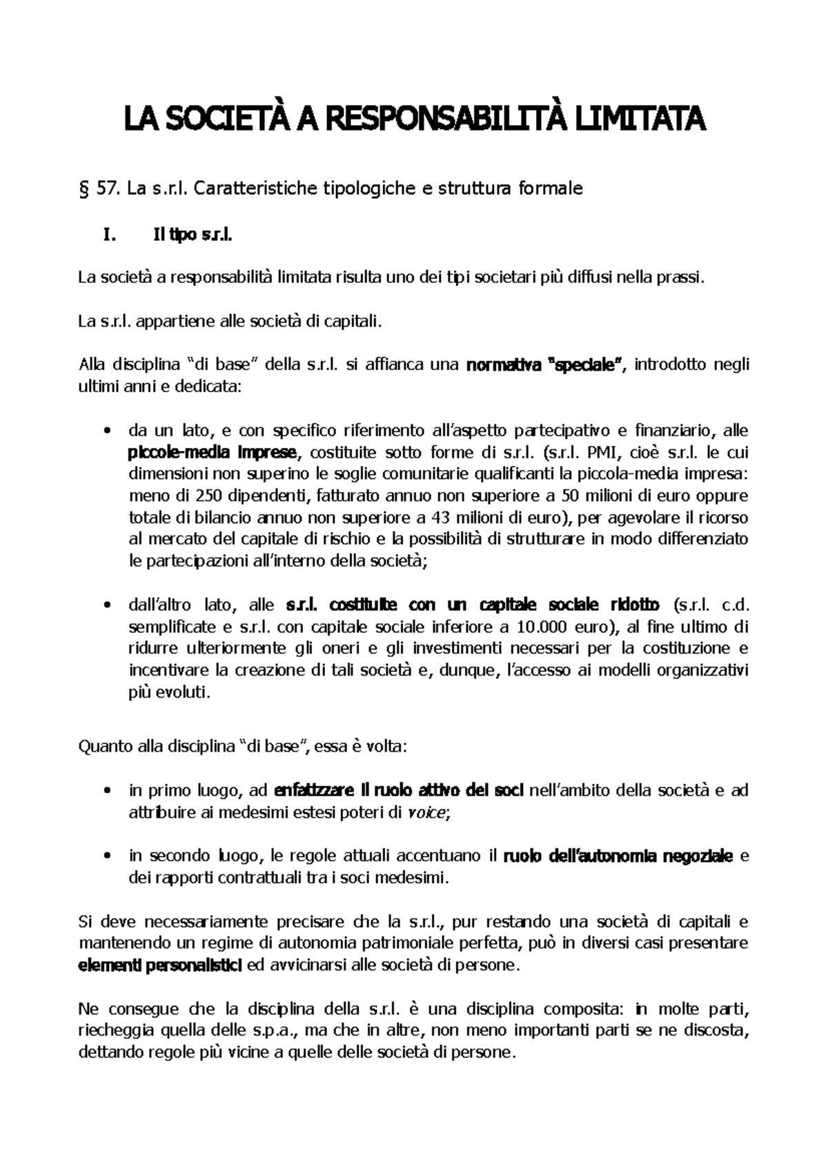 Società a responsabilità limitata LA SOCIETÀ