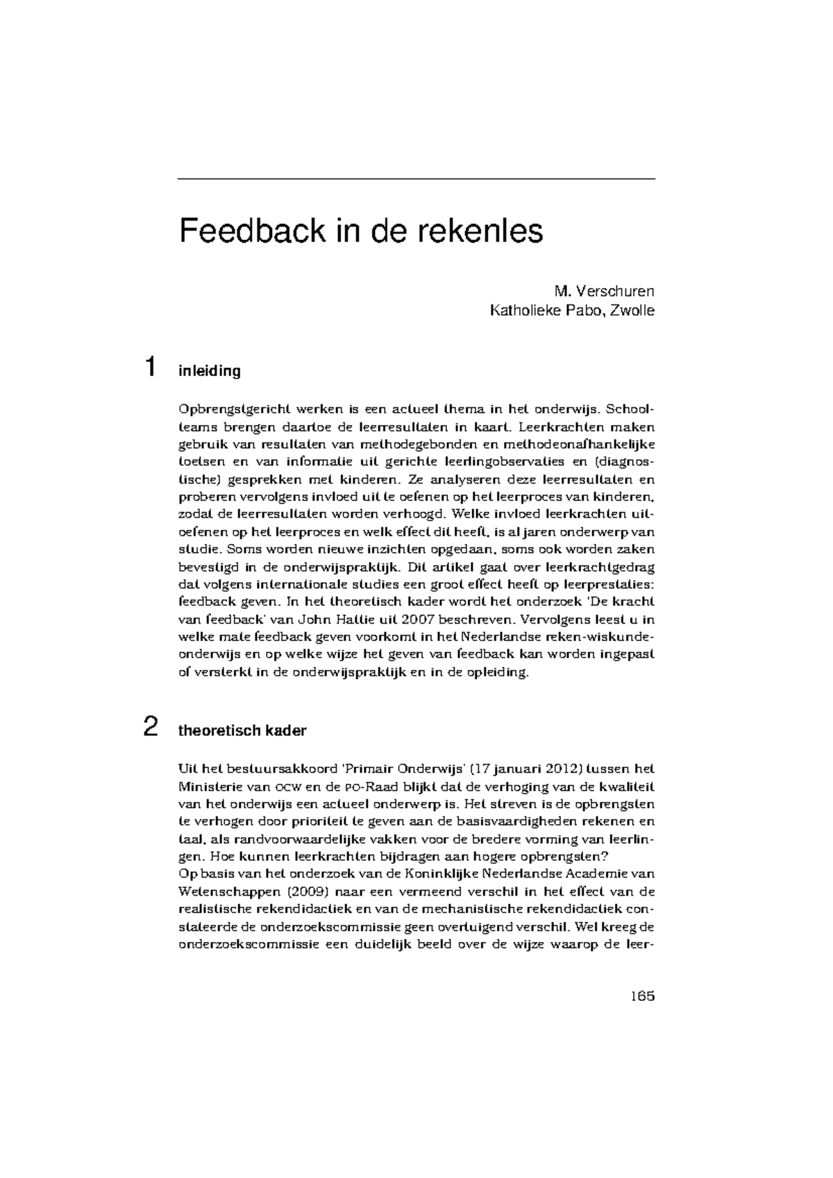 2012 verschuren feedback - Feedback in de rekenles M. Verschuren ...