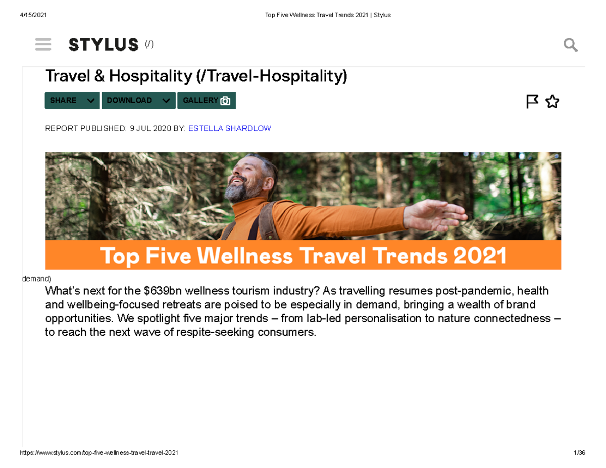 Top Five Wellness Travel Trends 2021 Stylus Travel & Hospitality