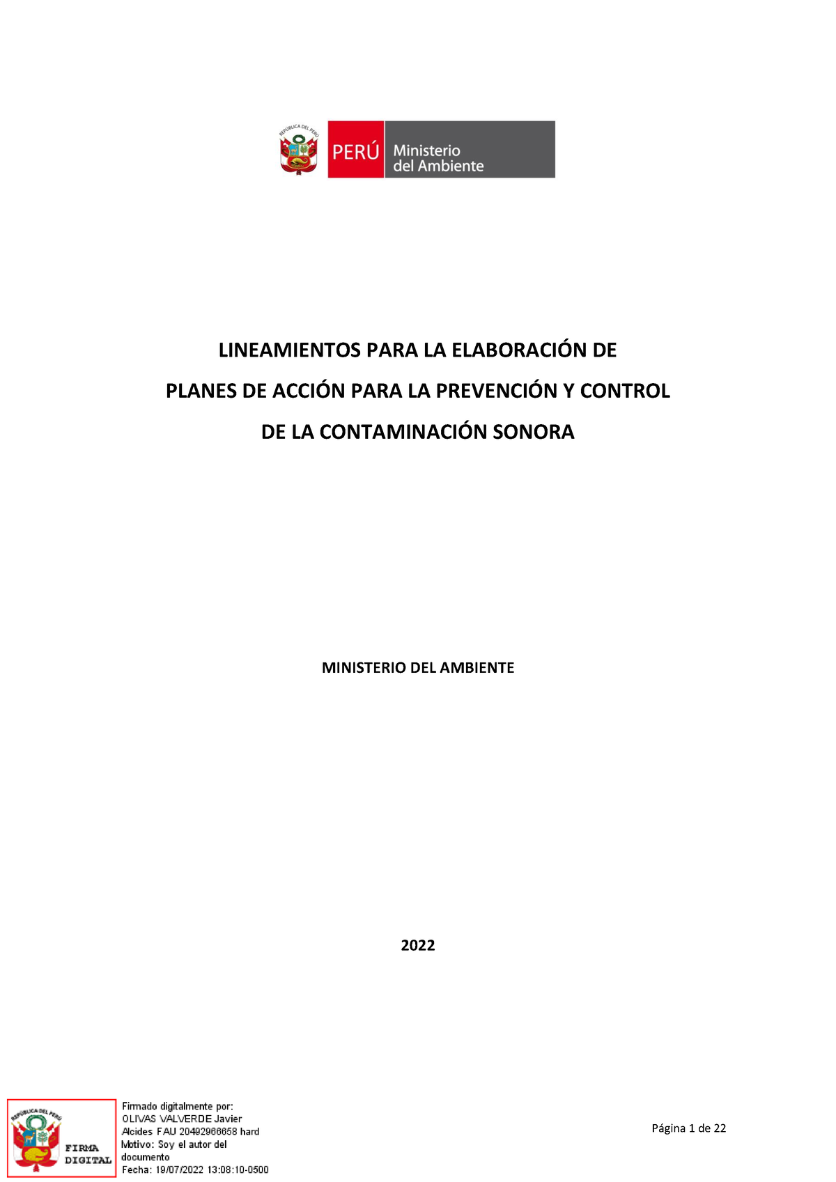 Lineamientos Plan De Accion Ruido - LINEAMIENTOS PARA LA ELABORACI”N DE ...