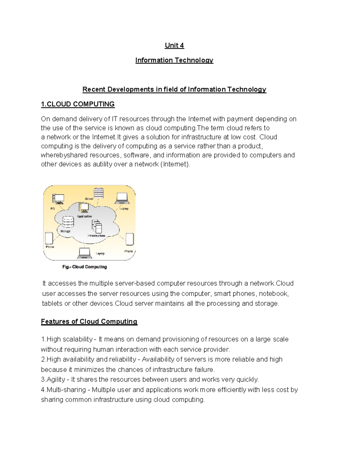 Unit 4 - Lecture notes 5 - Unit 4 Information Technology Recent ...