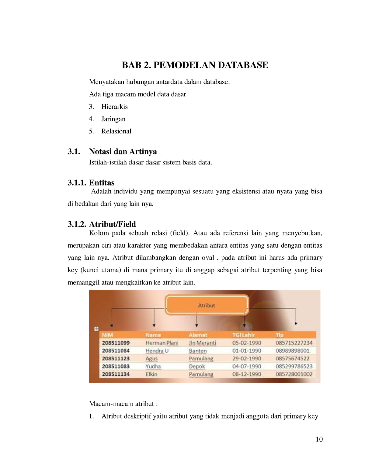 Modul Sistem Basis Data Bab 2 Pemodelan Database - BAB 2. PEMODELAN ...