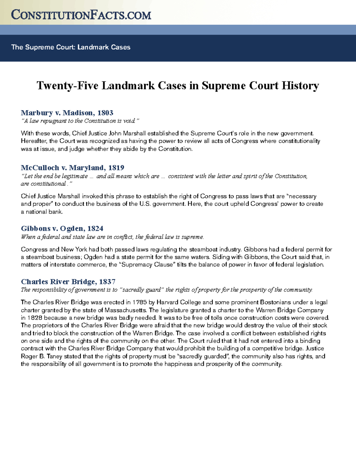 Supreme Court Landmark Cases - Twenty-Five Landmark Cases In Supreme ...