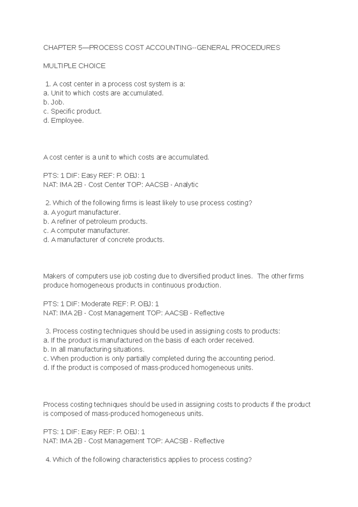 Chapter 5 Process Cost Accounting General Procedure - CHAPTER 5—PROCESS ...