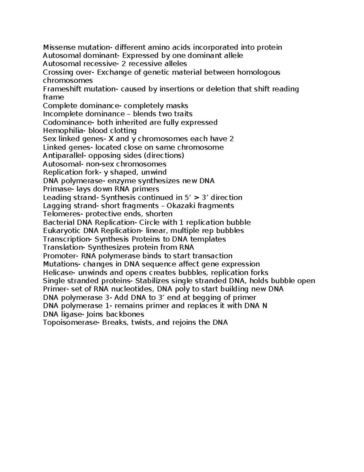 Missense mutation - Notes posted - Missense mutation- different amino ...