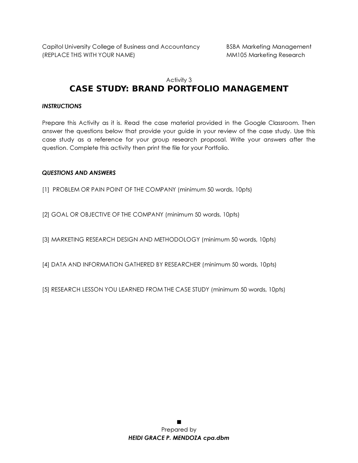 case study portfolio management