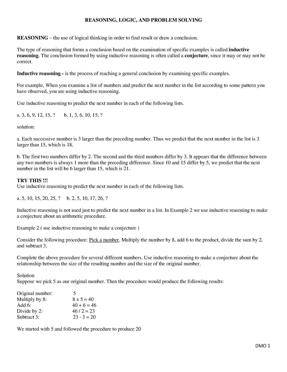 lesson 4 problem solving use logical reasoning