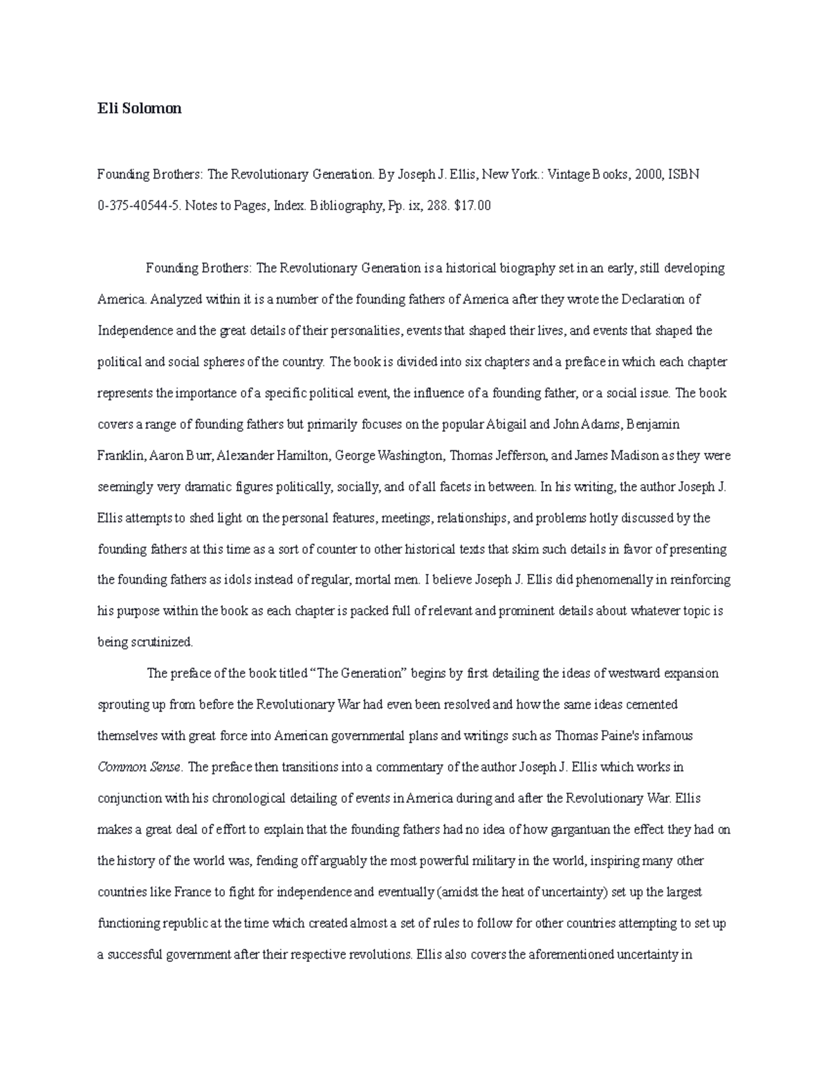 founding brothers book review essay