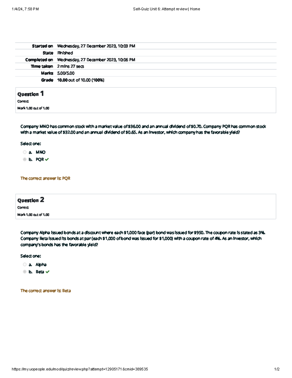 Self-Quiz Unit 6 Attempt Review Home - Uopeople/mod/quiz/review.php ...