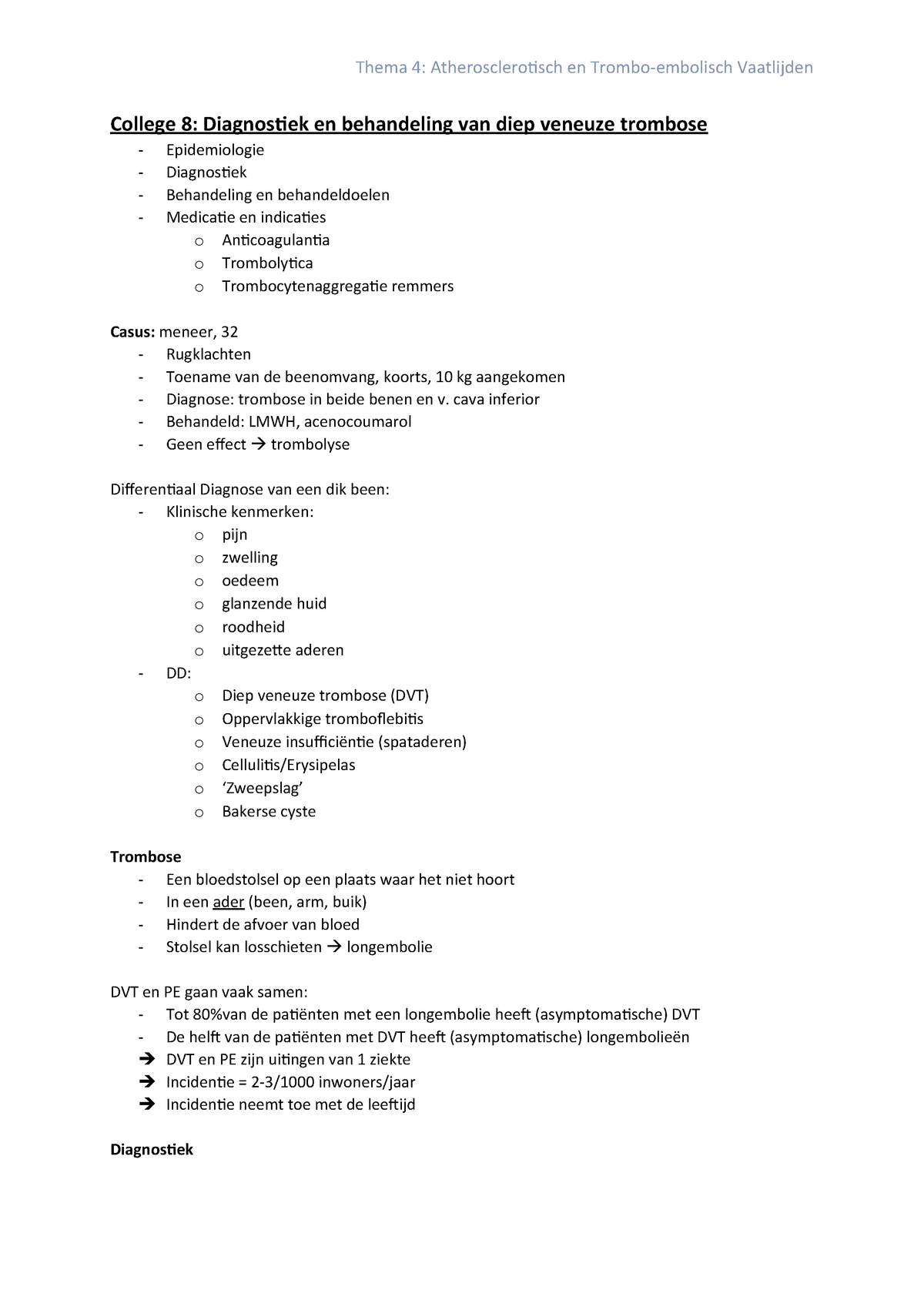 College ntekeningen College 8 Thema Atherosclerotisch En Trombo Embolisch Studeersnel