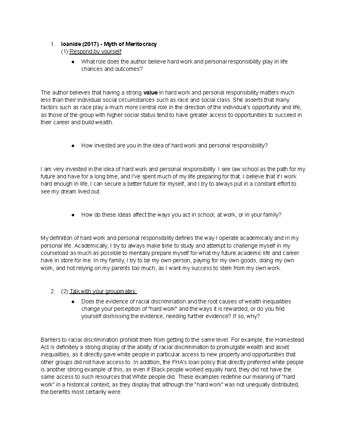 HW Discussion Questions 3 Sociology - Google Docs - Ioanide (2017 ...