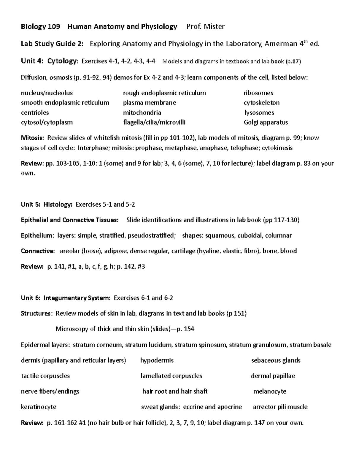 Lab guide 2 F22 amerman 4th ed cytology histology and skin - Biology ...