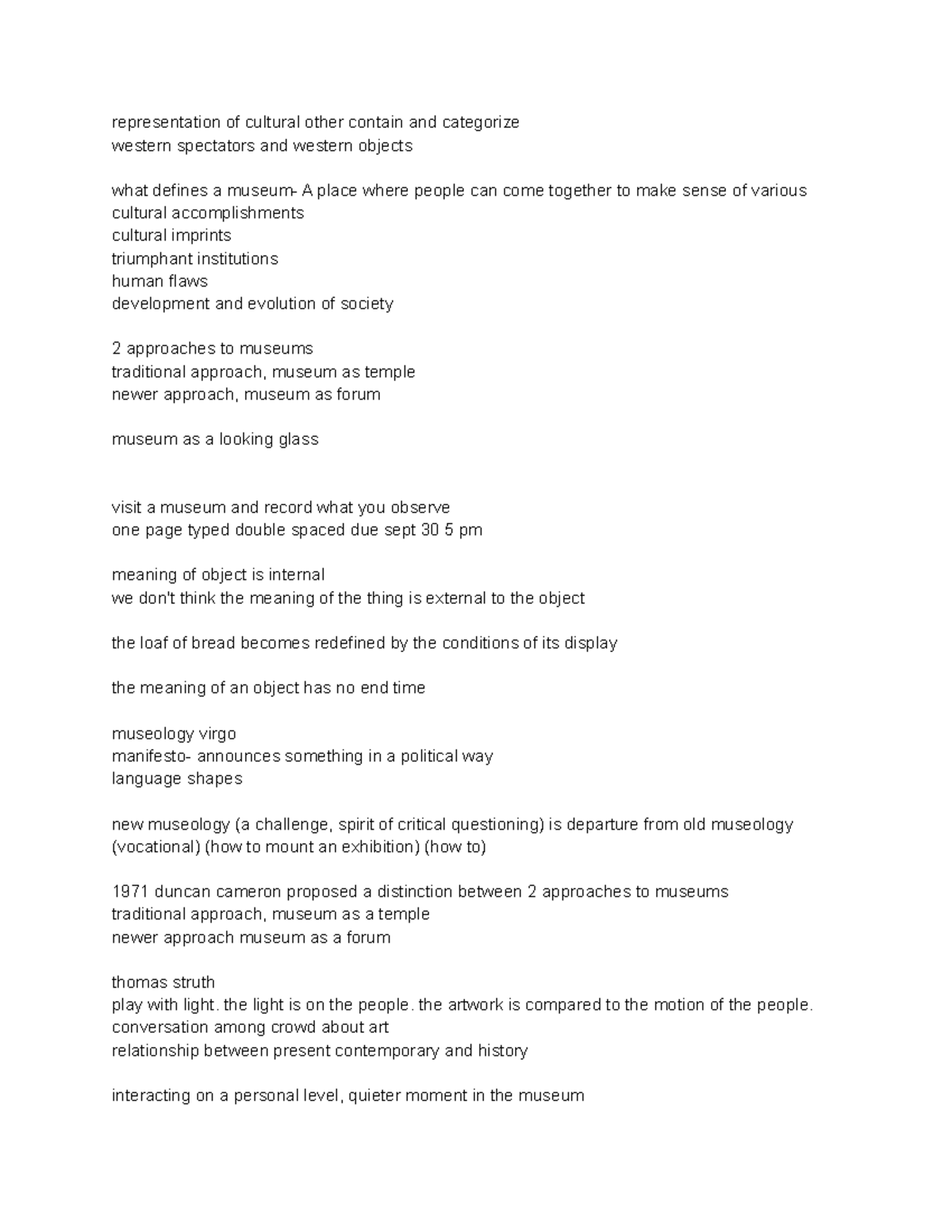 Musum studies - Lecture notes. - representation of cultural other ...