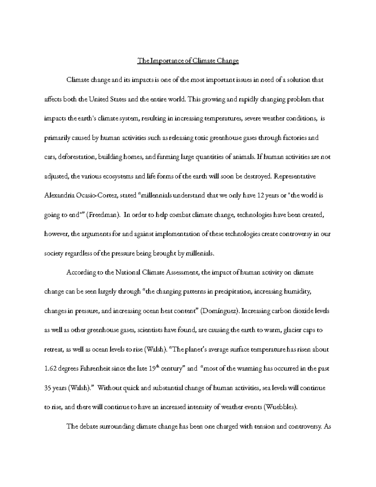 OP-ED Reflection - The Importance of Climate Change Climate change and ...