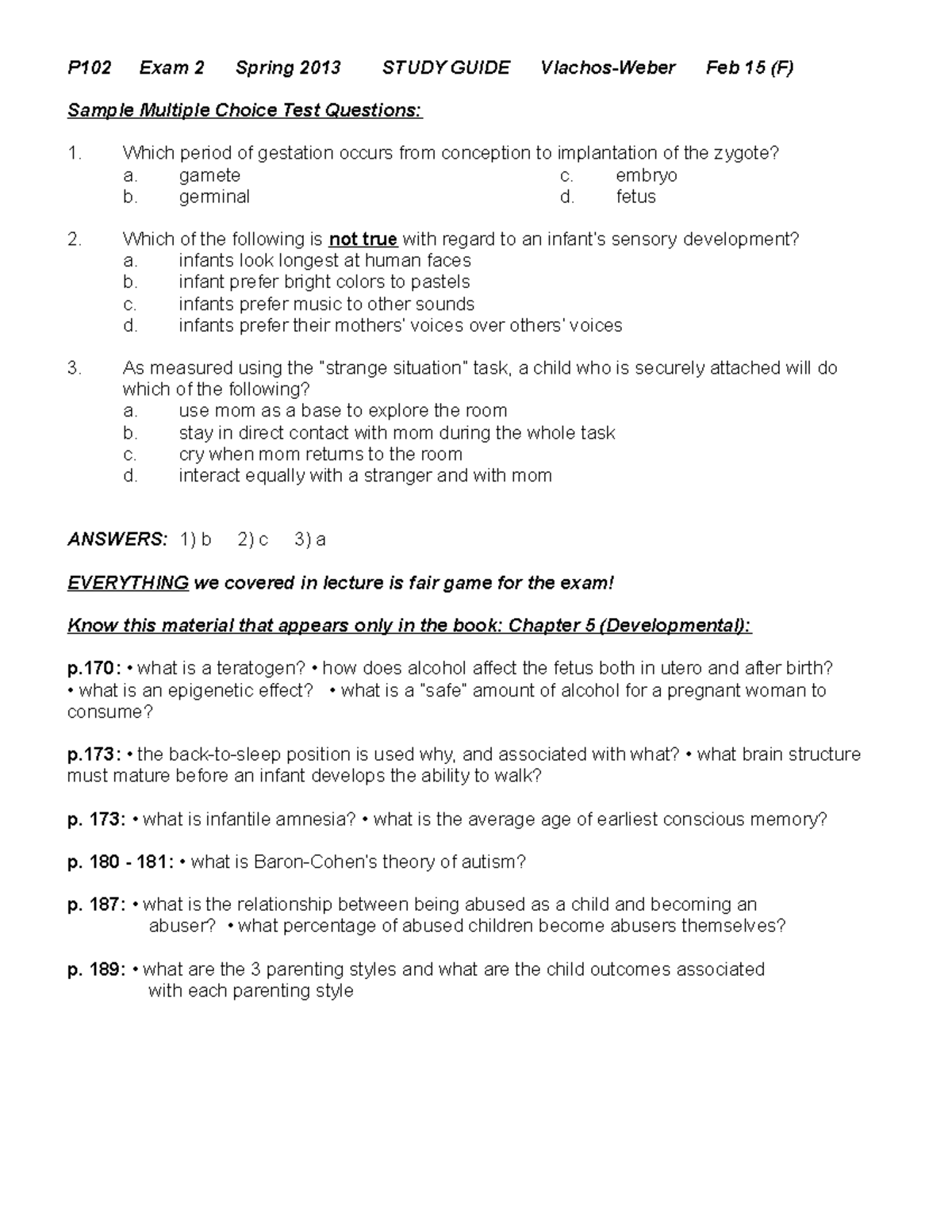 Study Guide Exam 2 - On midterm and final - P102 Exam 2 Spring 2013 ...
