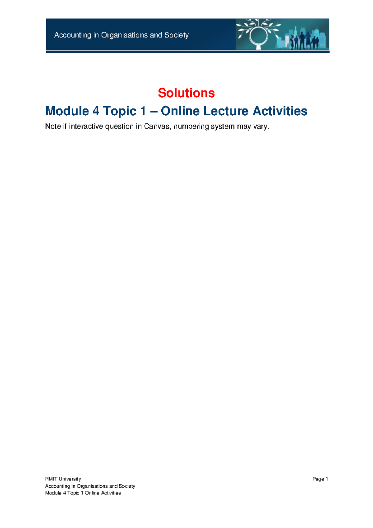 Module 4 Topic 1 Online Activities - Solutions - Accounting in ...