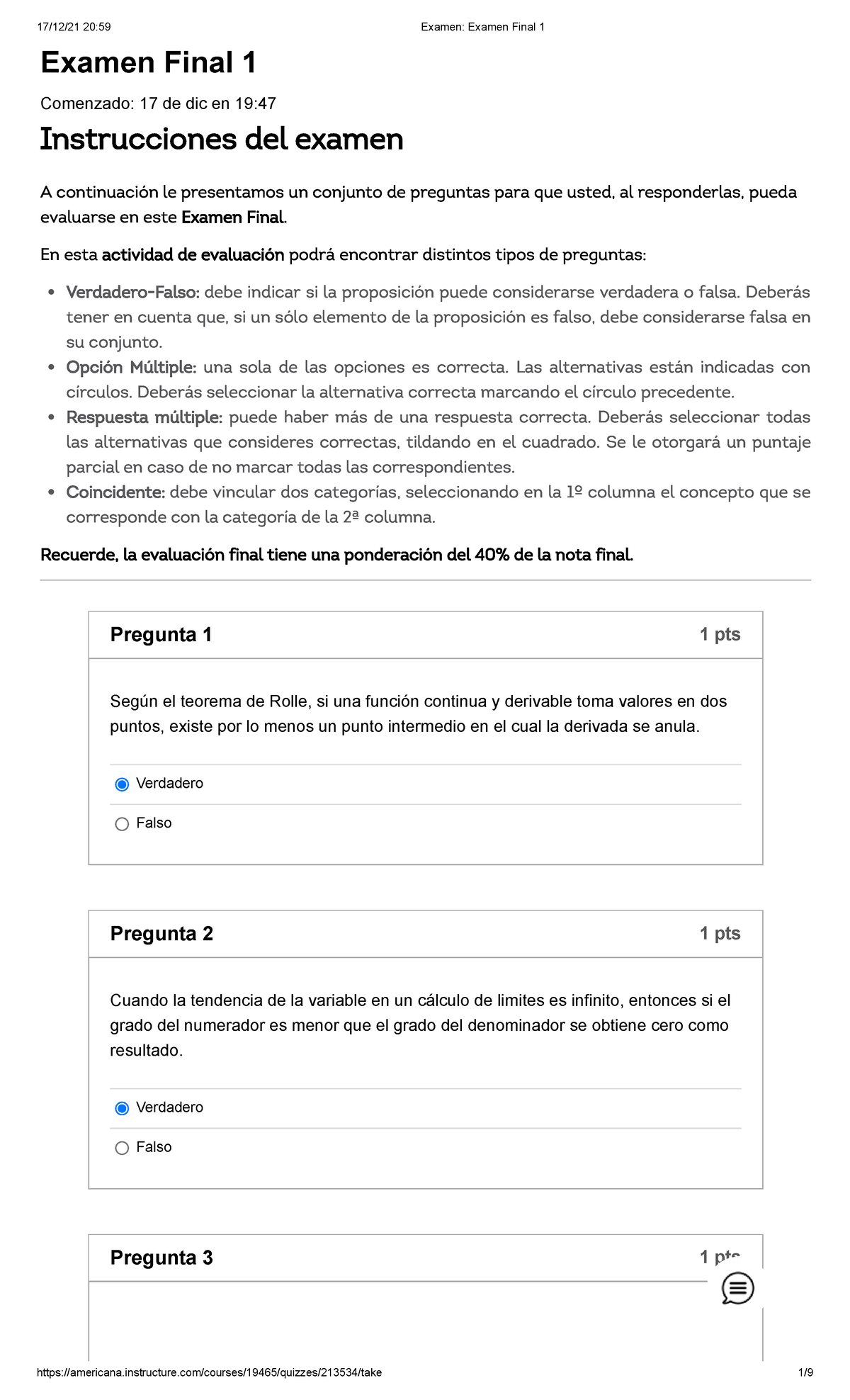 Examen Examen Final 1Mate 3 - Examen Final 1 Comenzado: 17 De Dic En 19 ...