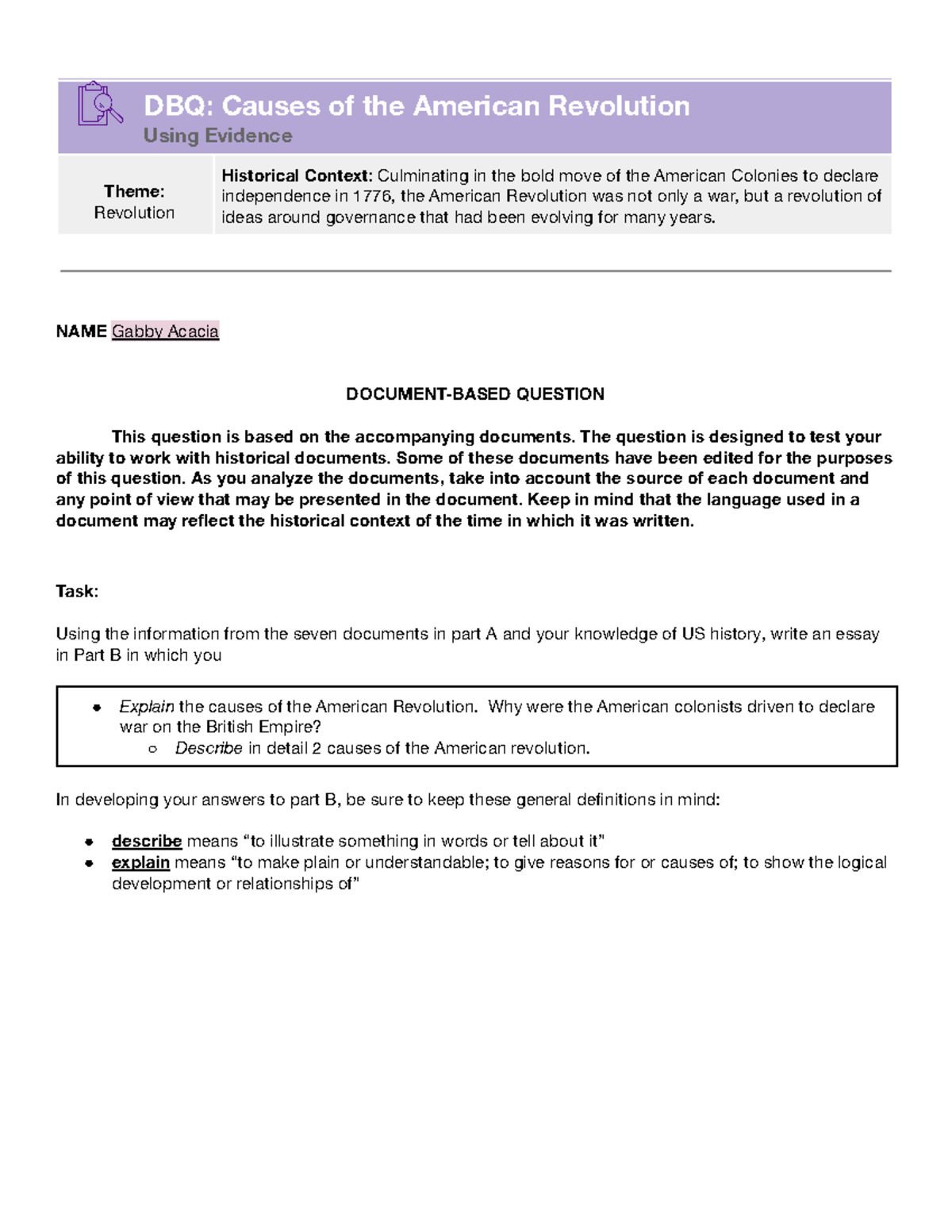 Copy Of Unit 2 Using Evidence DBQ Causes Of The American Revolution 30