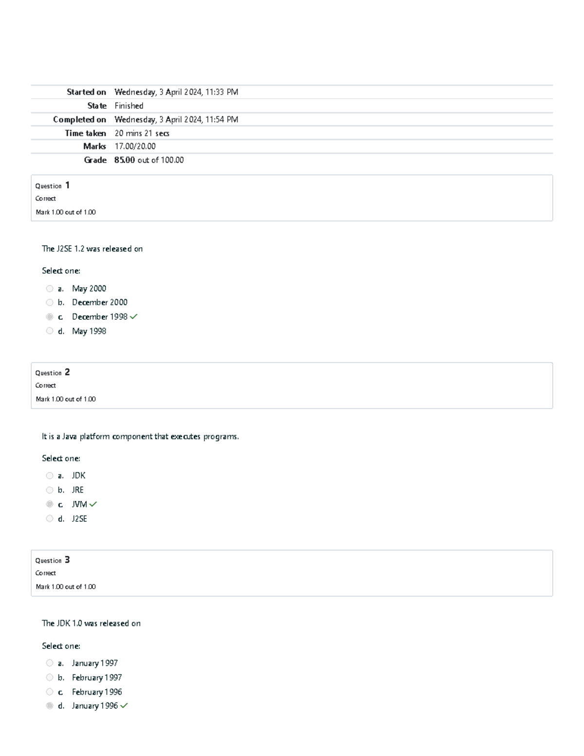 Prelim Quiz 1 Object oriented - Started on Wednesday, 3 April 2024, 11: ...